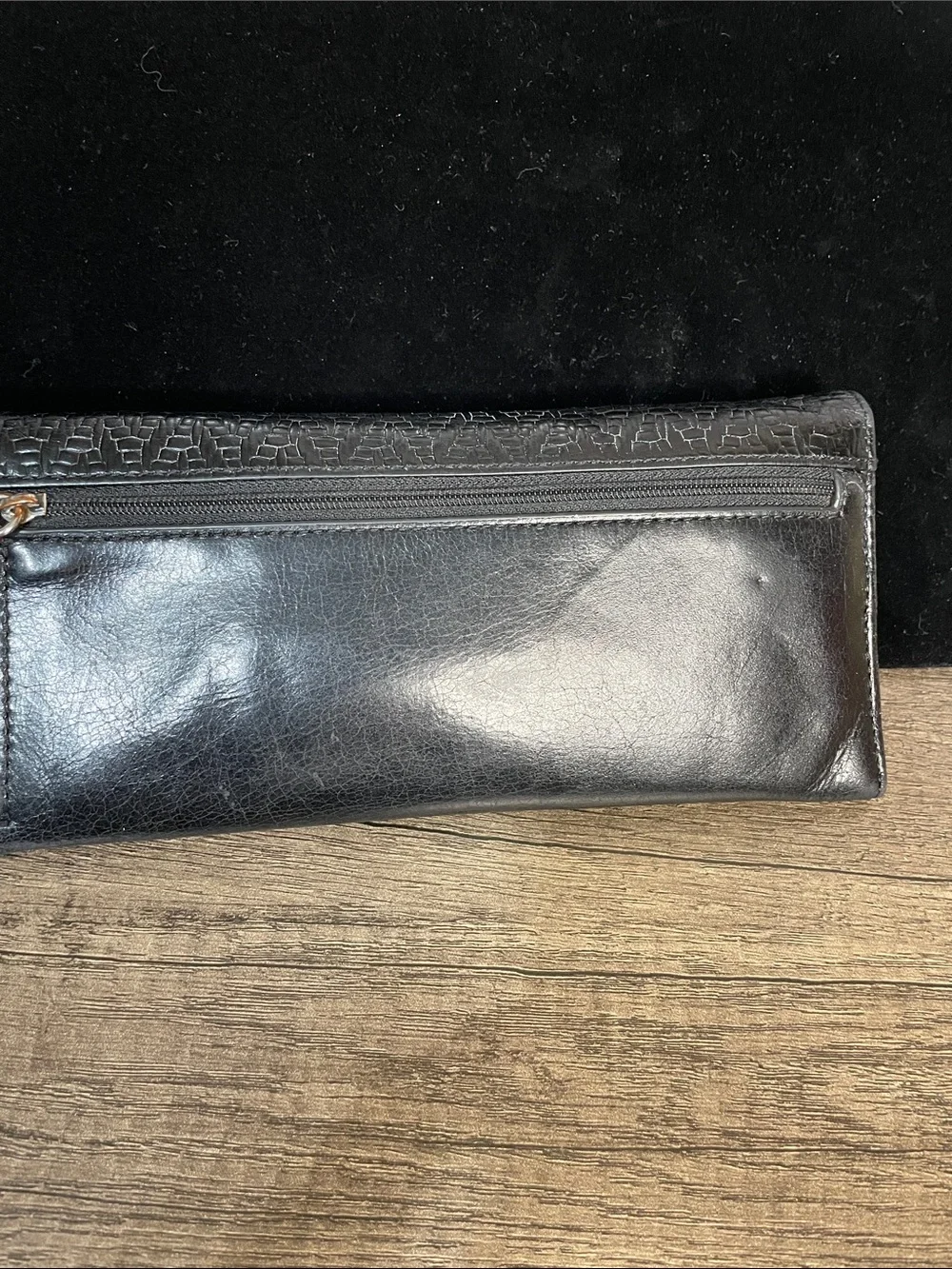Hobo Classic Black Woven Leather Clutch wallet.